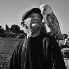 Man with an owl. Nottinghamshire 2015 ©PDBarton